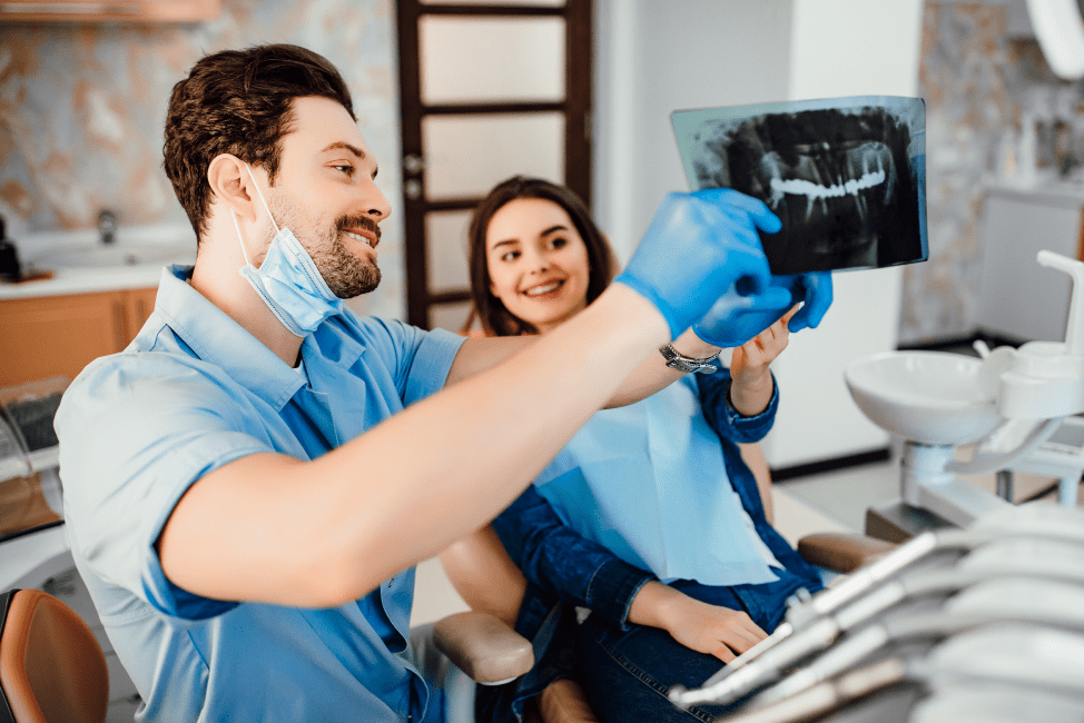 Dentist with patient