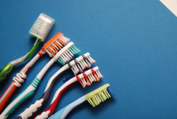 teeth brush on blue background