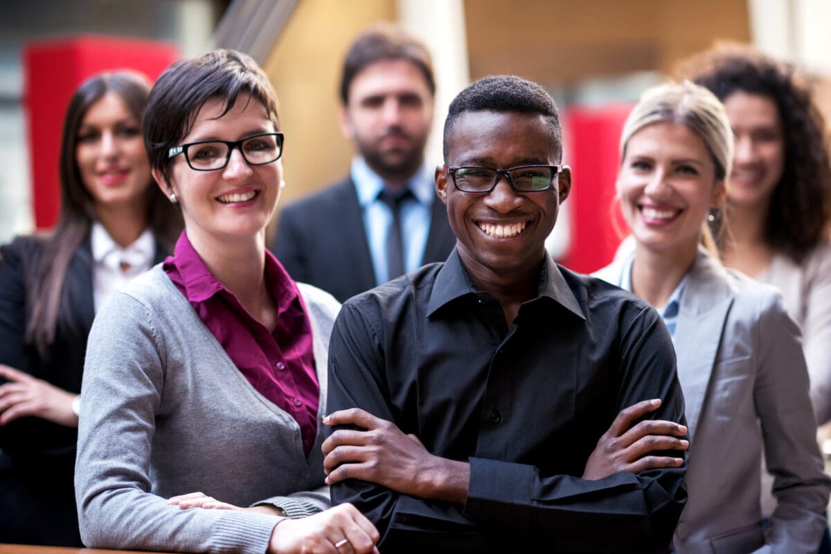smiling group of diverse professionals
