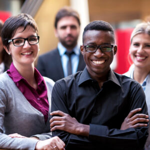 smiling group of diverse professionals